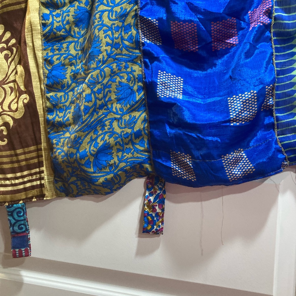 Vibrant Sari boho silk Multicolor Patterned Curtains - Picture 4 of 5